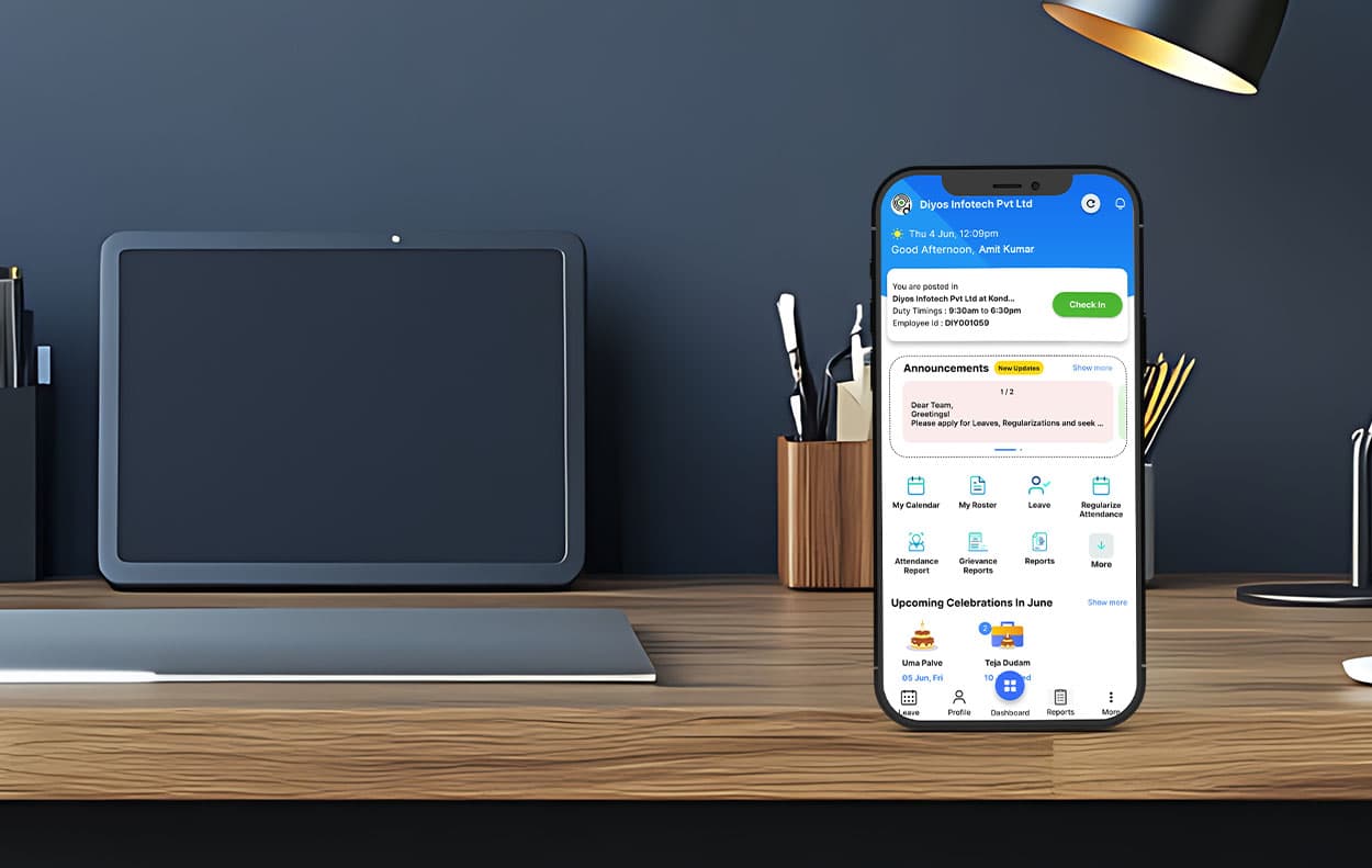 Employee self-service portal dashboard